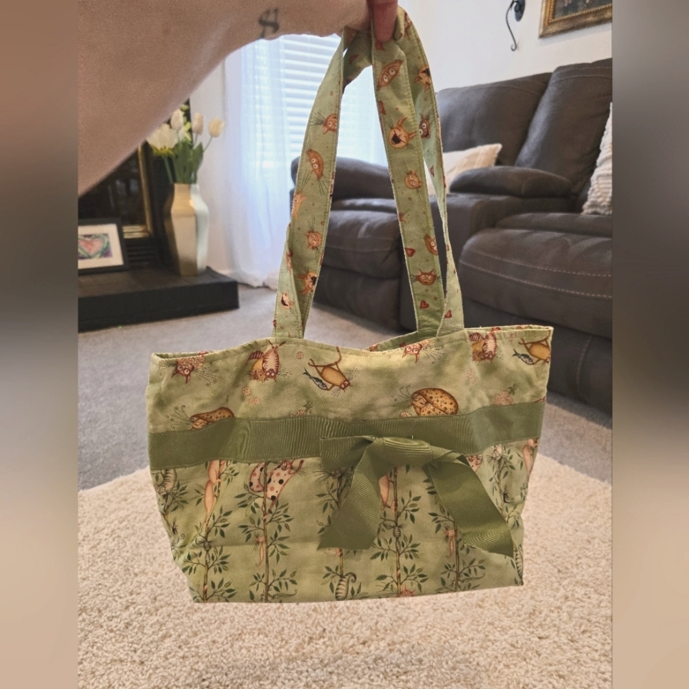 Handmade Crazy Cats Tote Lightweight Travel Beach Vacation